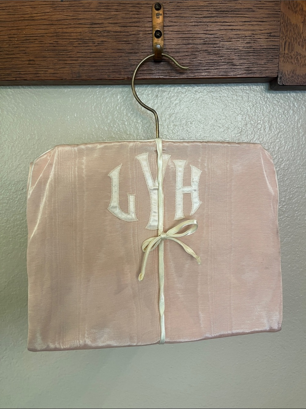 Beautiful Vintage Monogrammable Pink Satin Garment Bag with Zippers